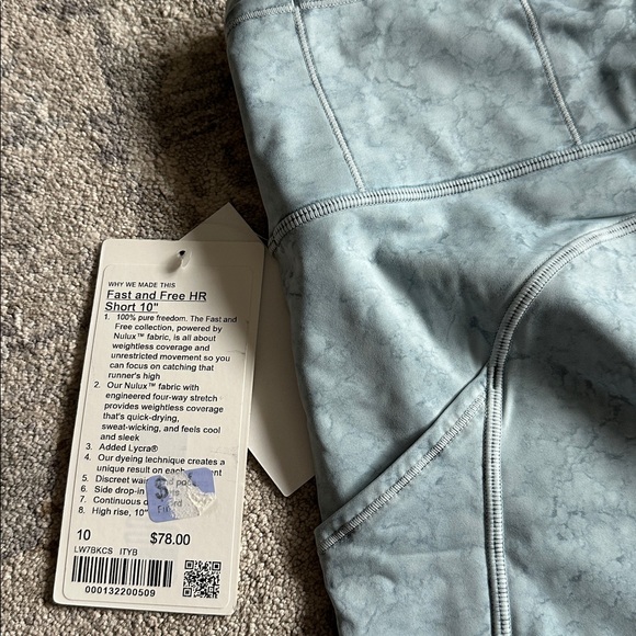 Lululemon fast and free HR short 10”, size 10, light blue, to dye for - Picture 5 of 6